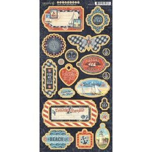 NEW! Graphic 45 Catch of the Day Chipboard Embellishments